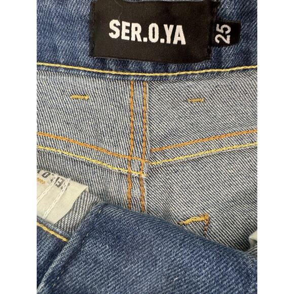 SER.O.YA Luca Lace Up Distressed Skinny Ankle Jeans in Cyprus Size 25 - Picture 13 of 16